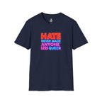 LGBTQ+ Pride Unisex T-Shirt - "Hate Never Made Anyone Less Queer" & "We All Belong" Design