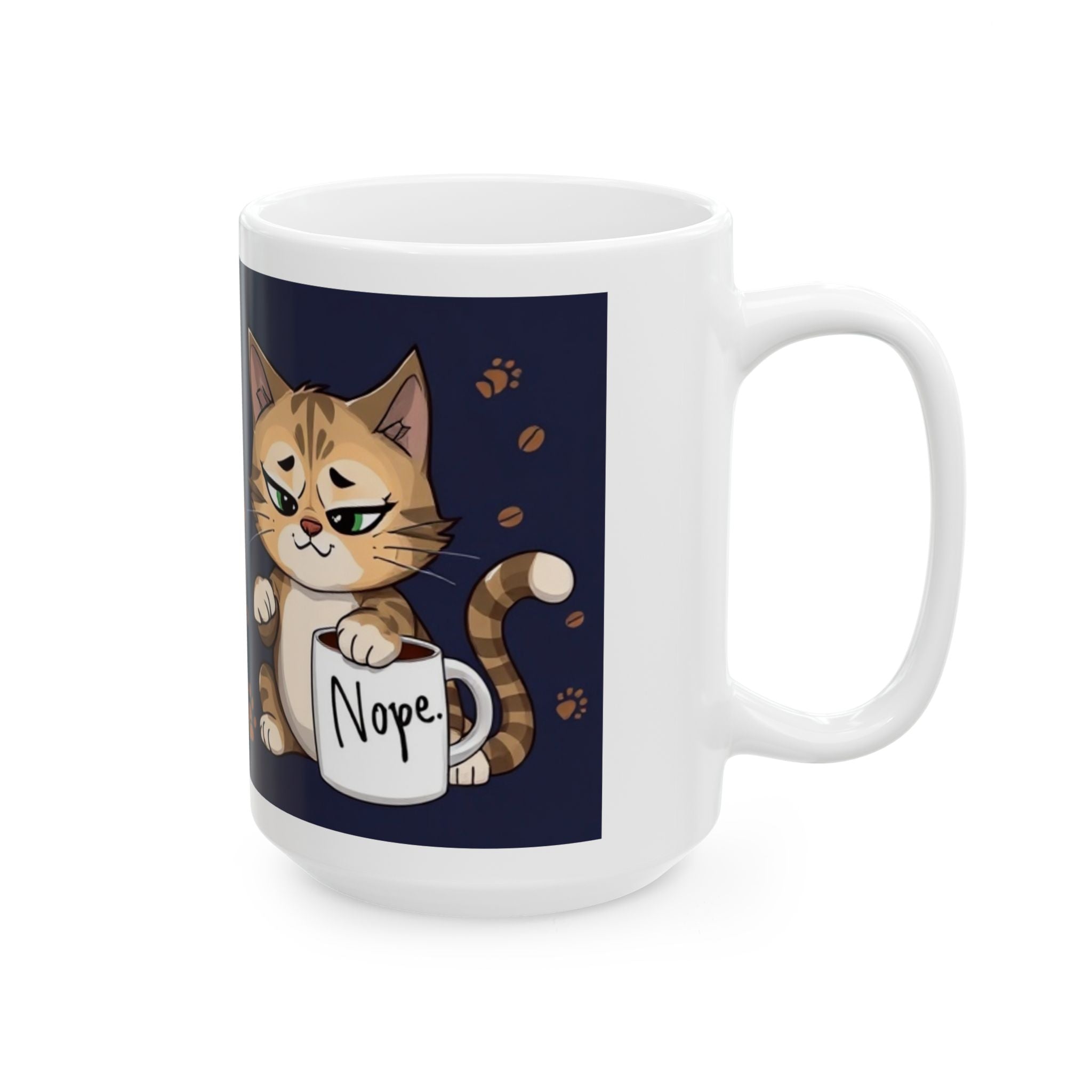 Cute Kitten Caffeine: Because slapping idiots is frowned upon - Ceramic Mug - Perfect Gift for Coffee Lovers