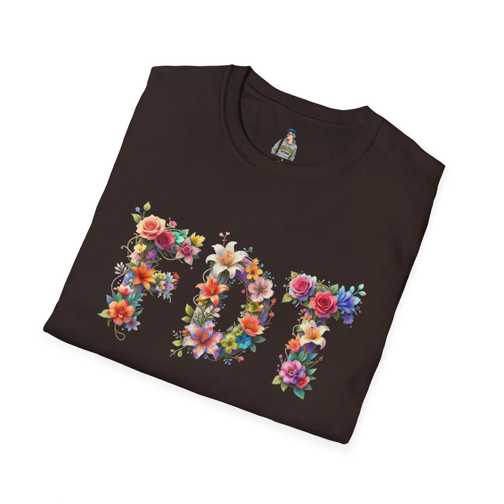 FDT Floral Letter Tee — Bold Floral Typography T-Shirt