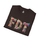 FDT Floral Letter Tee — Bold Floral Typography T-Shirt