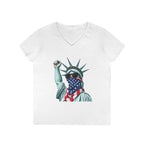 Patriotic Ladies' V-Neck T-Shirt - Resist Statue of Liberty Design