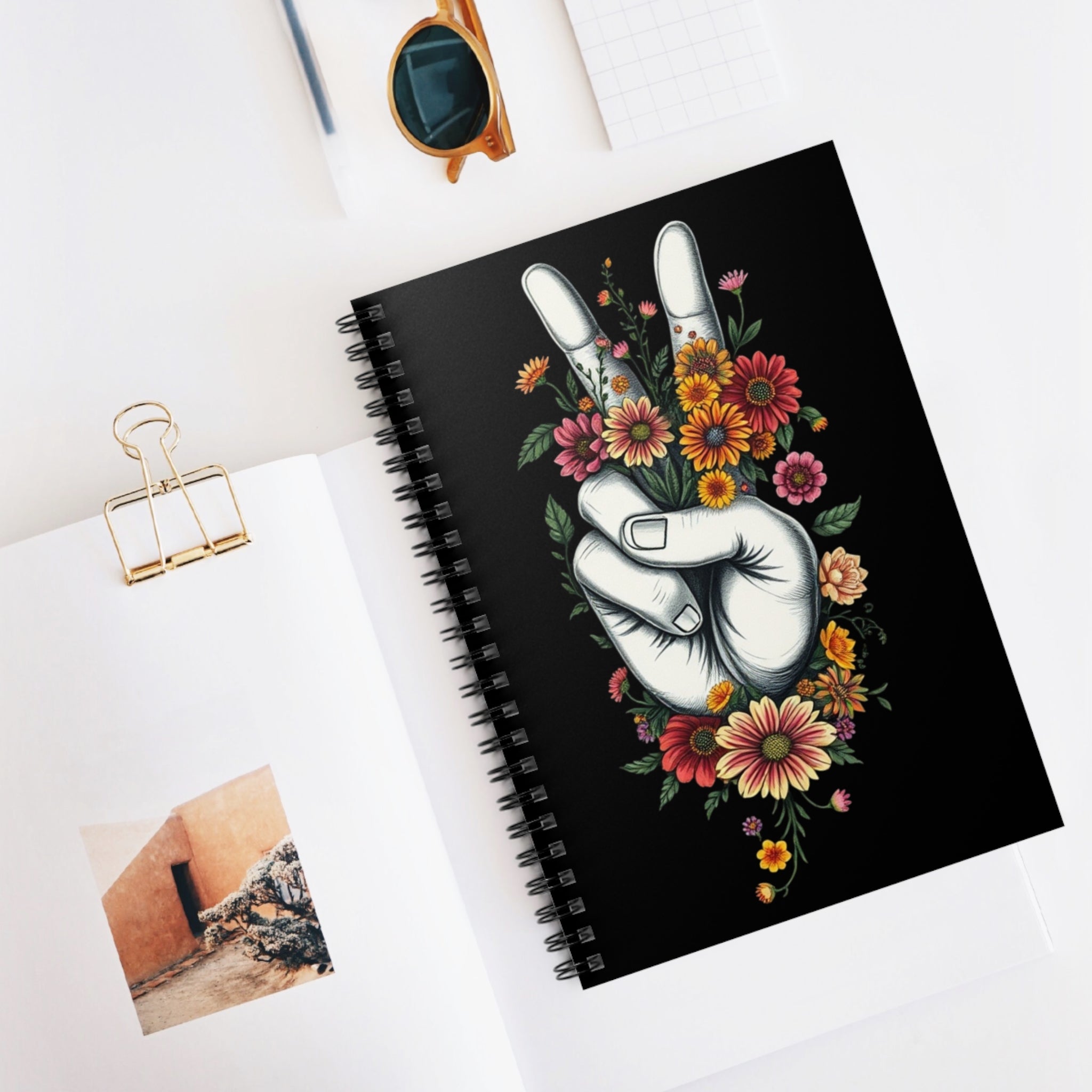 Peaceful Vibes Floral Spiral Notebook - Ruled Lines