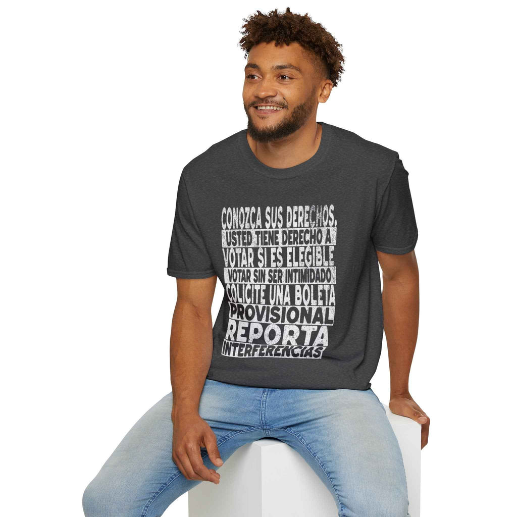 Voting Rights T-Shirt — Spanish "CONOZCA SUS DERECHOS"