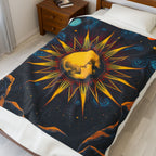 Moon and Galaxies Illistration Plush Blanket – For Comfort and Warmth