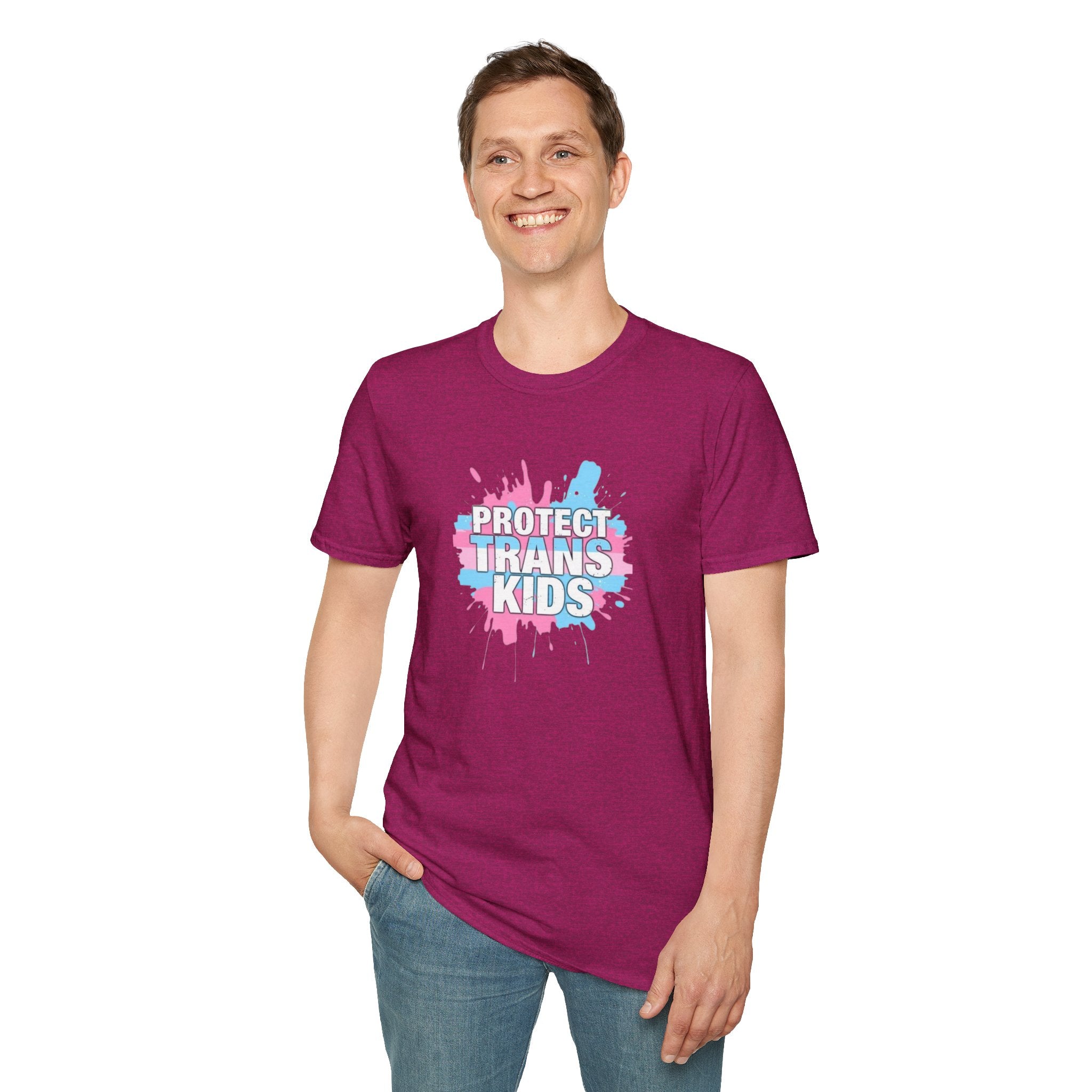 Protect Trans Kids Unisex Softstyle T-Shirt - Supportive LGBTQ+ Apparel