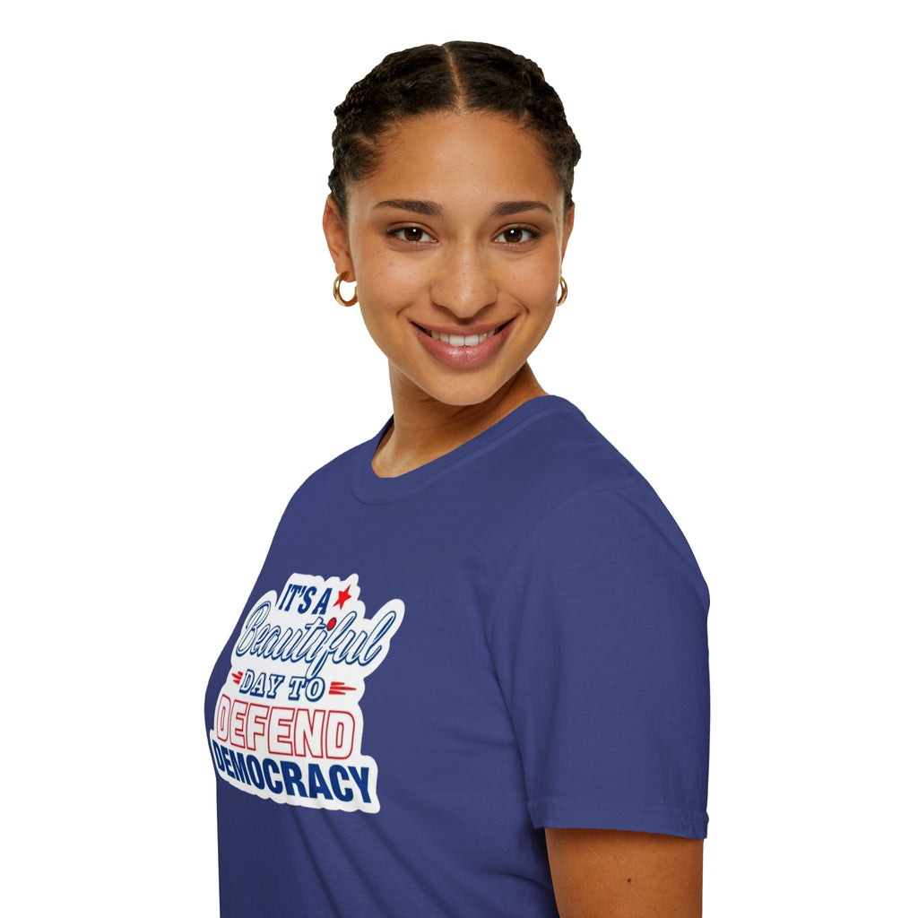 Defend Democracy Unisex Softstyle T-Shirt - Perfect for Activism and Everyday Wear