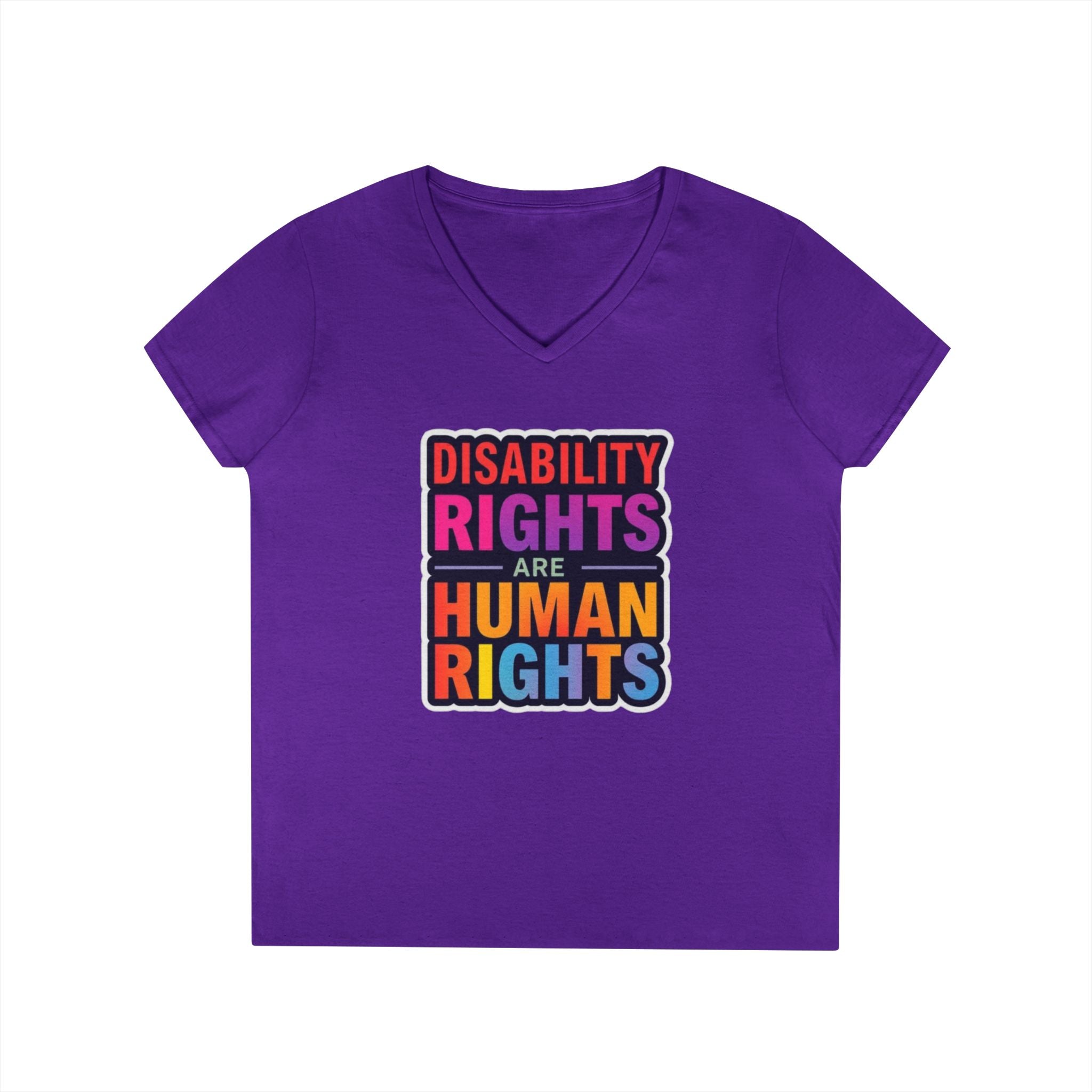 Empowering Ladies' V-Neck T-Shirt - Disability Rights Are Human Rights