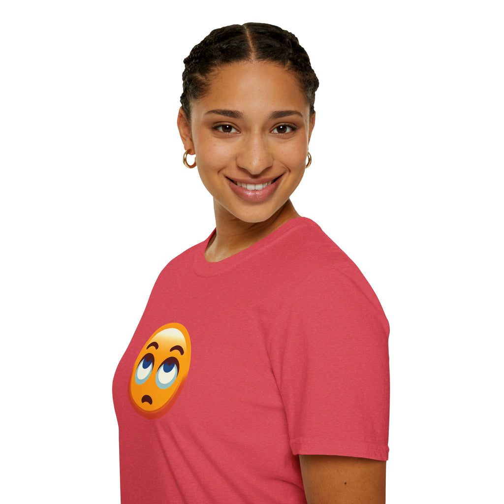 Unisex Softstyle T-Shirt with Eye Roll Emoji | Casual Graphic Tee for Everyday Humor