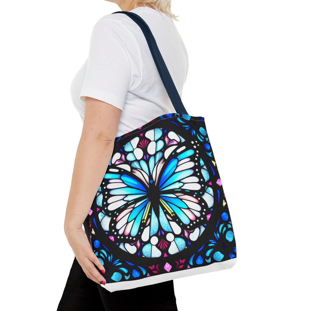 Colorful Butterfly Stained Glass Design Tote Bag