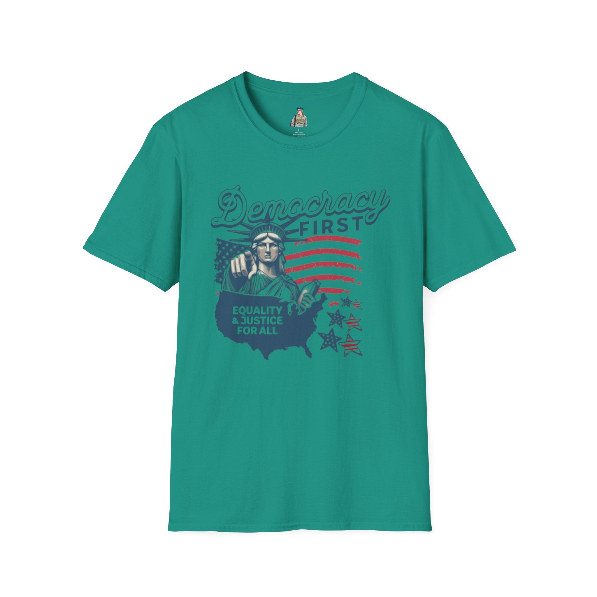 Democracy First T-Shirt | Unisex Softstyle Tee for Equality & Justice