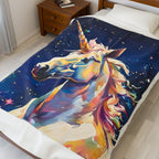 Unicorn Galaxy Velveteen Plush Blanket