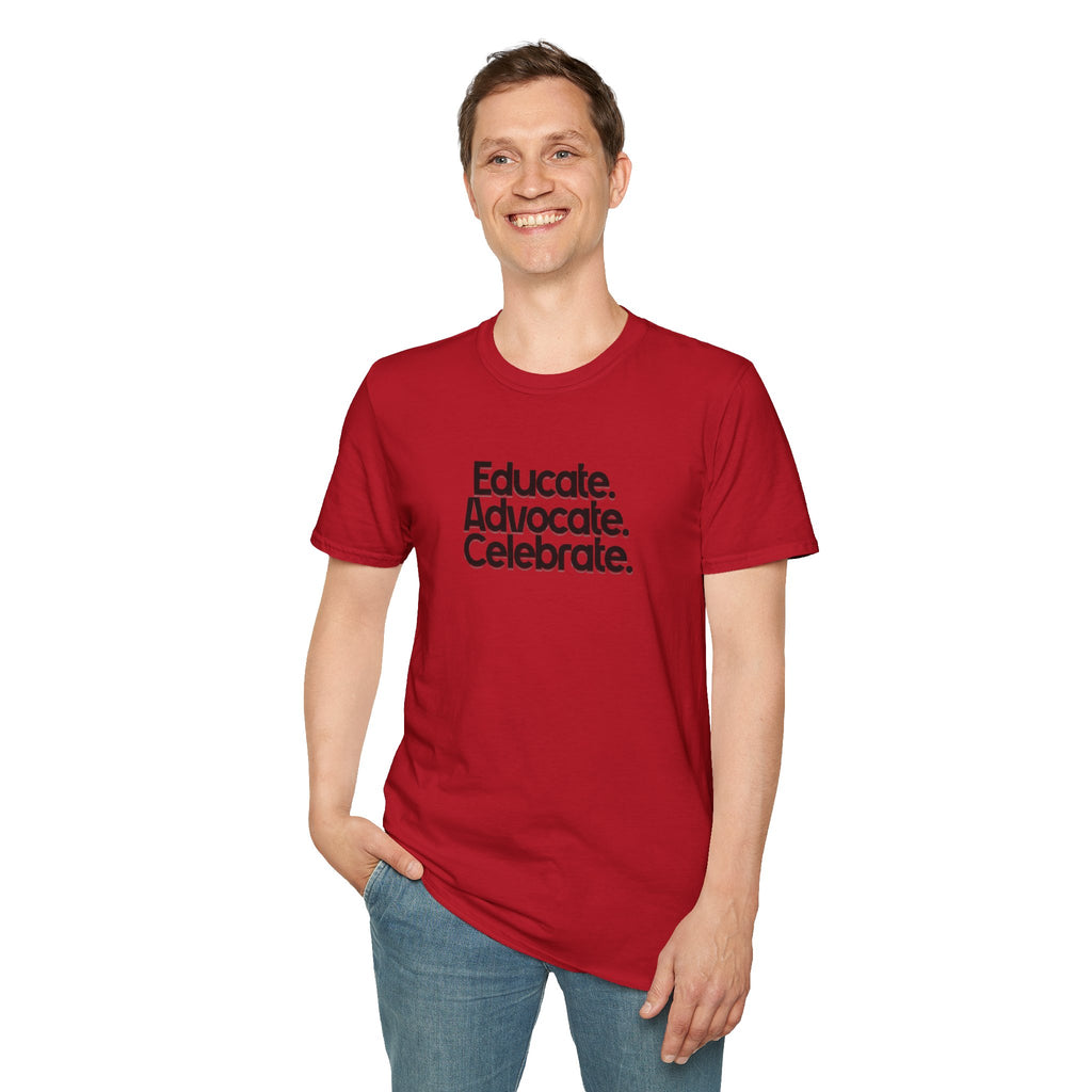 Teacher Advocate T-Shirt - Subtle Pride Educate Advocate Celebrate Design - EqualiTees.Me