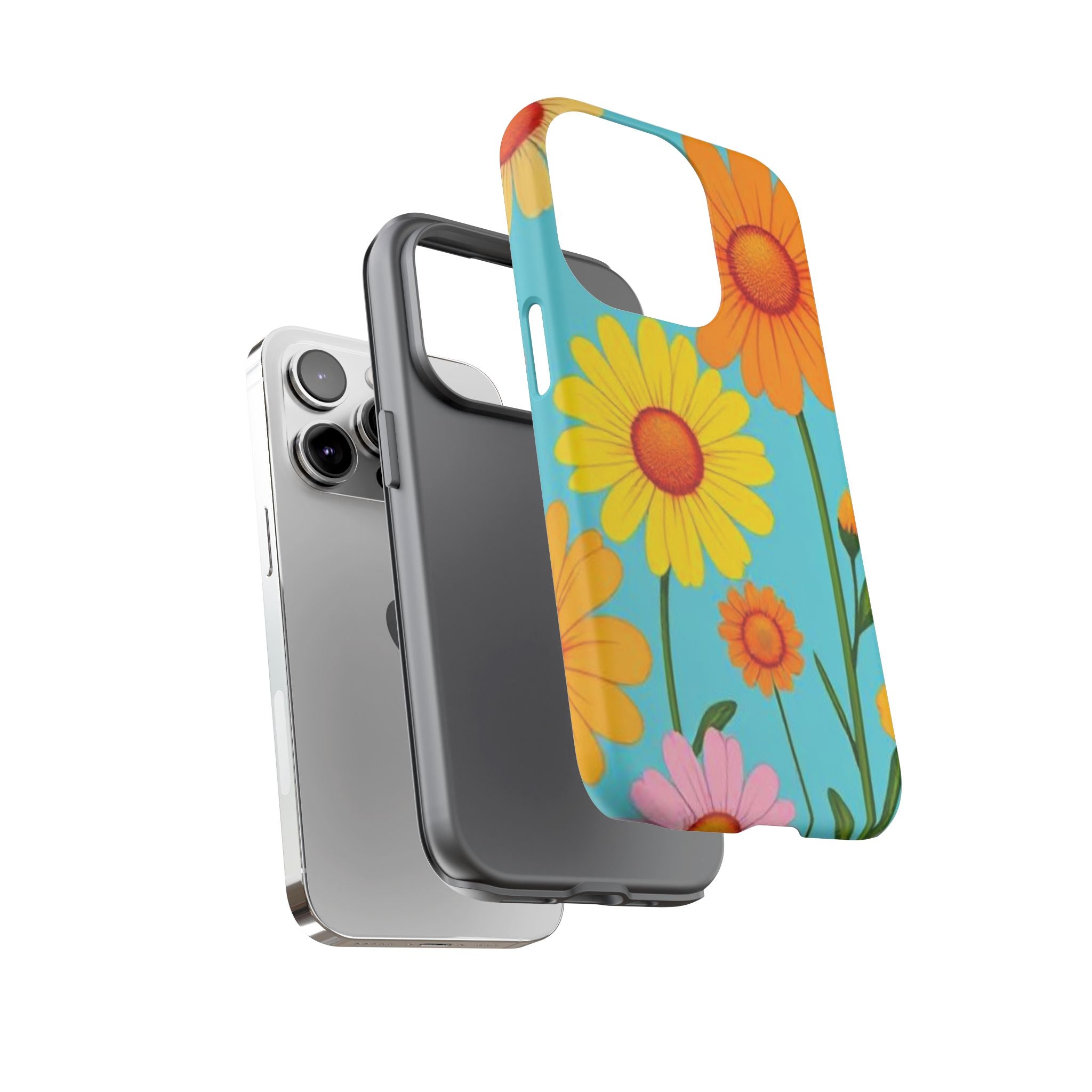 Floral Tough Phone Case for iPhone — Bright Daisy Garden Protective Cover