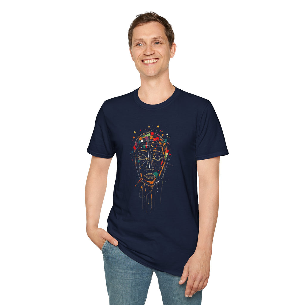 Abstract Rainbow Splatter Face Tee