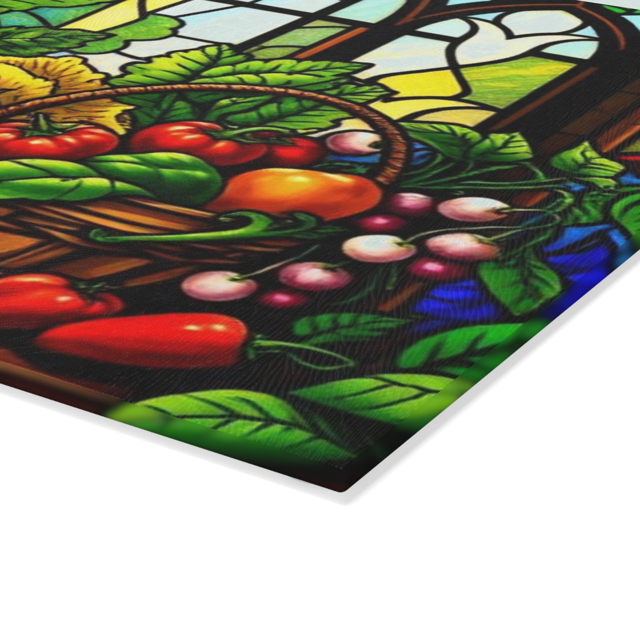 Stained Glass Vegetable Cutting Board - Vibrant Kitchen Décor for Food Lovers