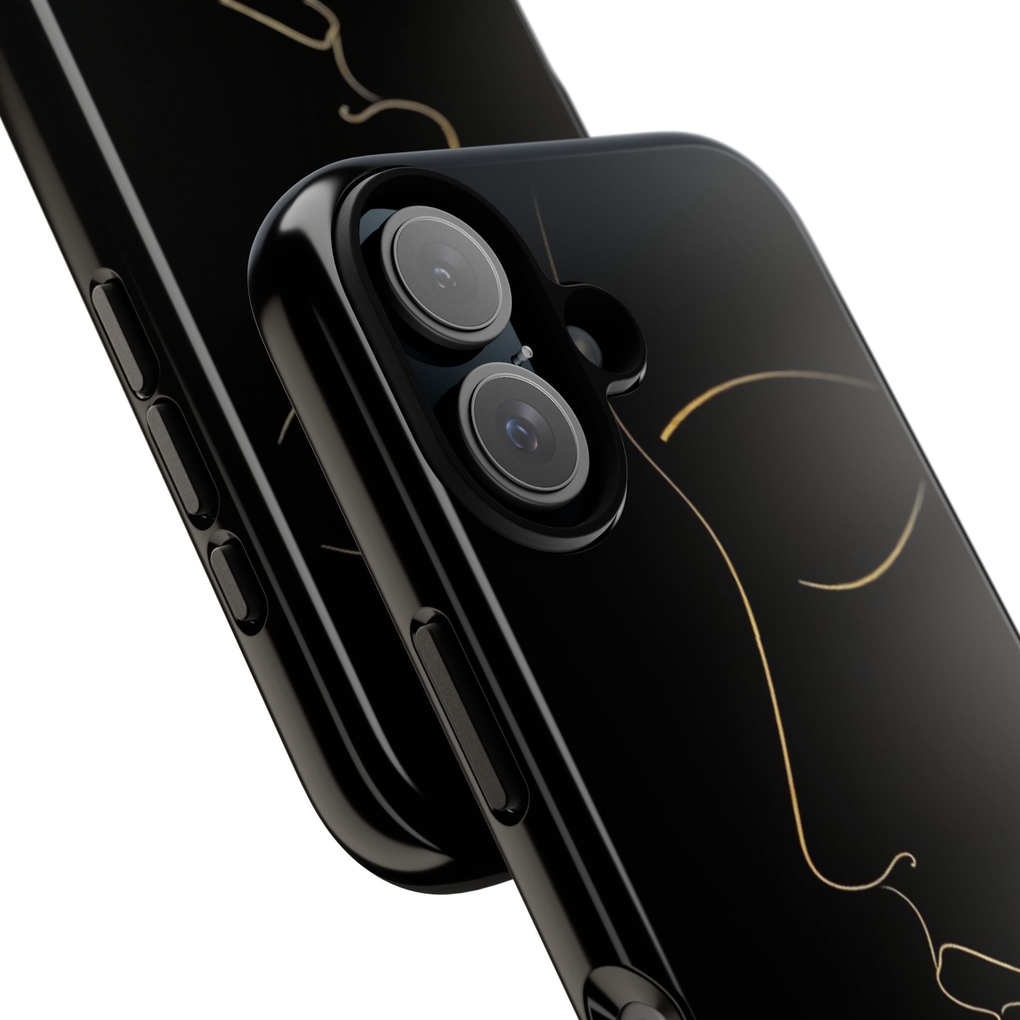 Android OR iPhone Compatible Cases - Gold Line Face Design - Unique Tough Cases