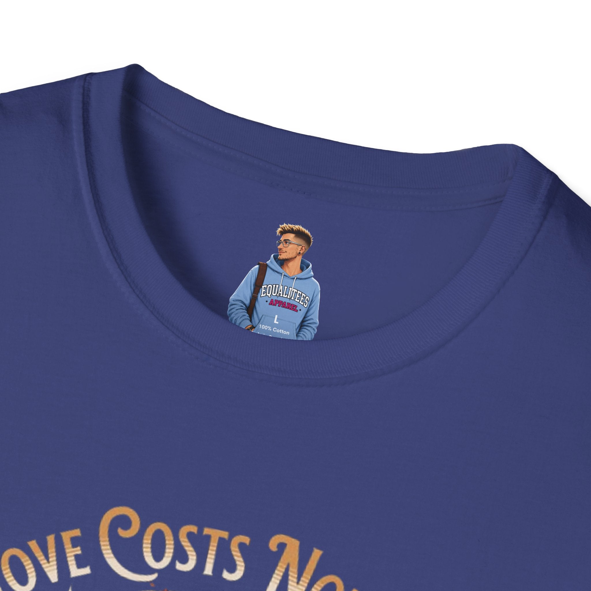 Unisex Softstyle T-Shirt - Love Costs Nothing, Give It Away Floral Peace Design