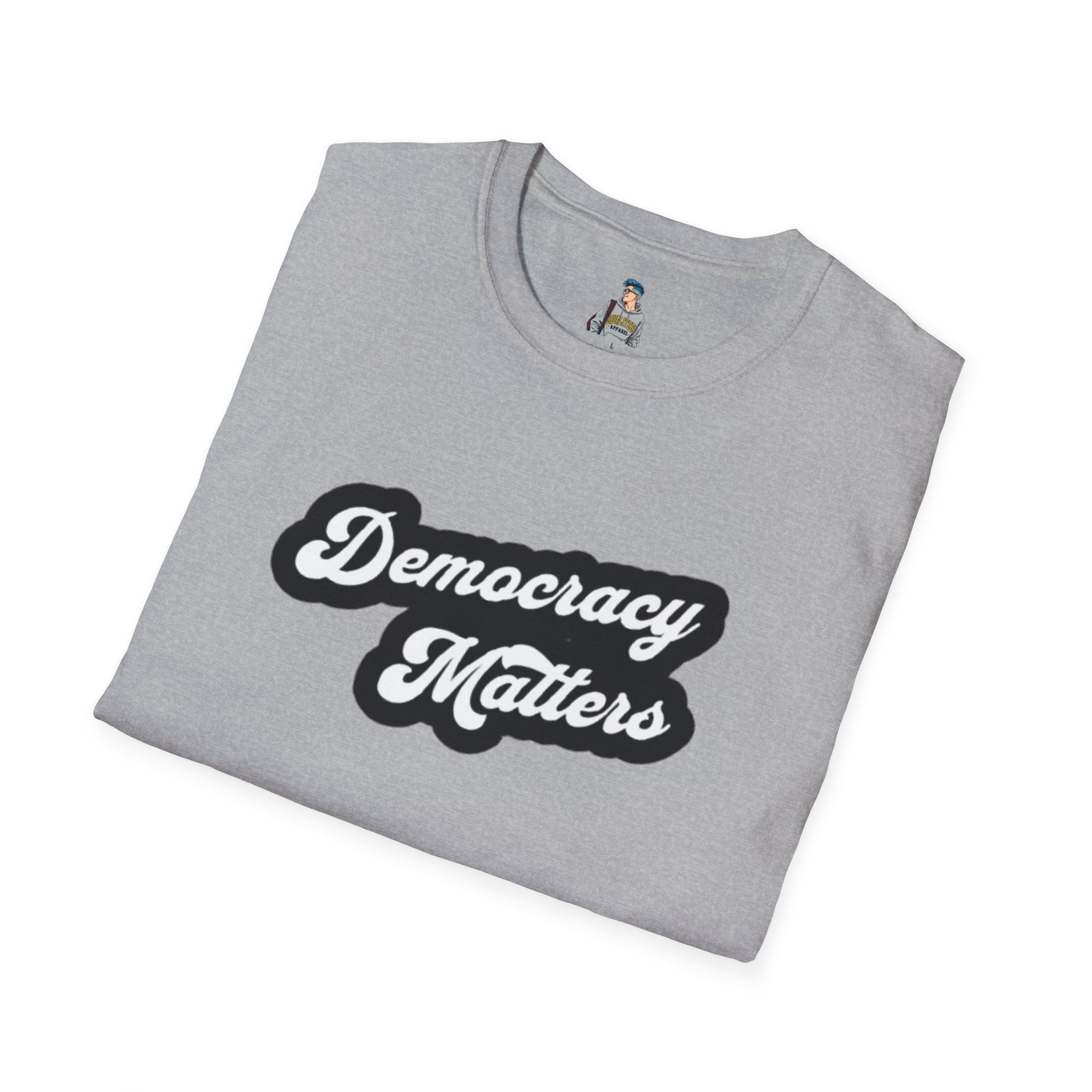 Democracy Matters T-Shirt — Retro Script Political Tee