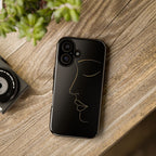 Android OR iPhone Compatible Cases - Gold Line Face Design - Unique Tough Cases