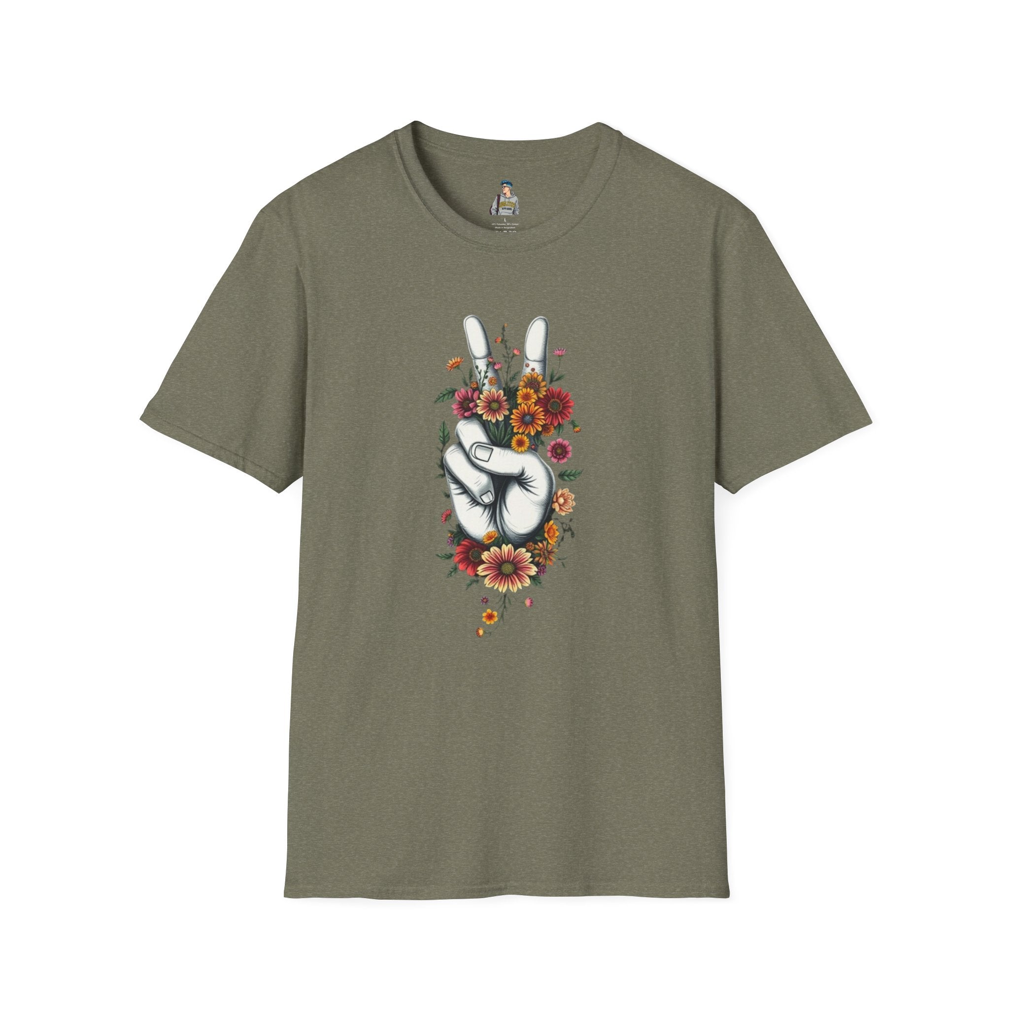 Grow Peace Unisex Softstyle T-Shirt - Boho Inspiration, Perfect for Festivals and Everyday Wear