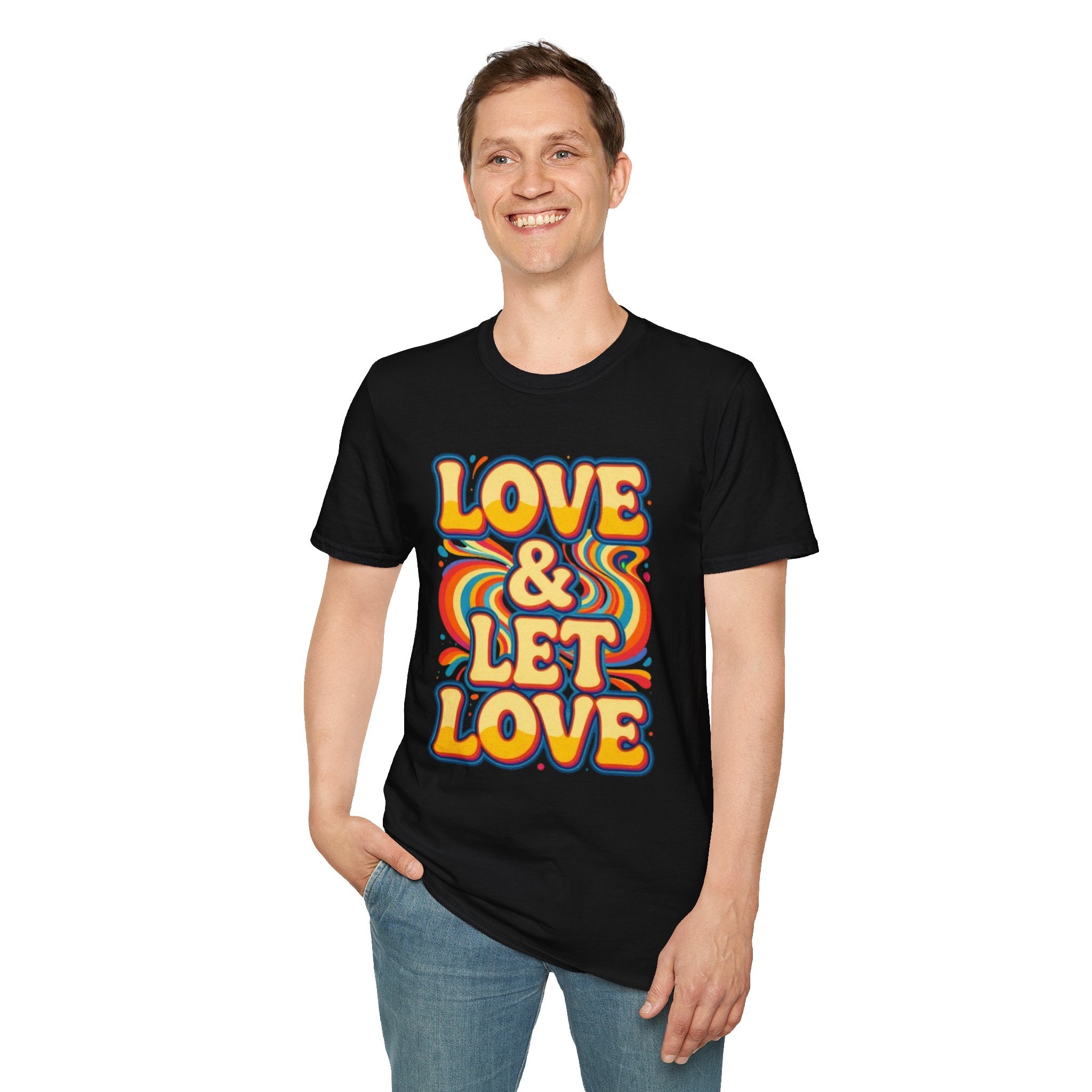 T-Shirt — "Love & Let Love" Retro Rainbow Peace Tee