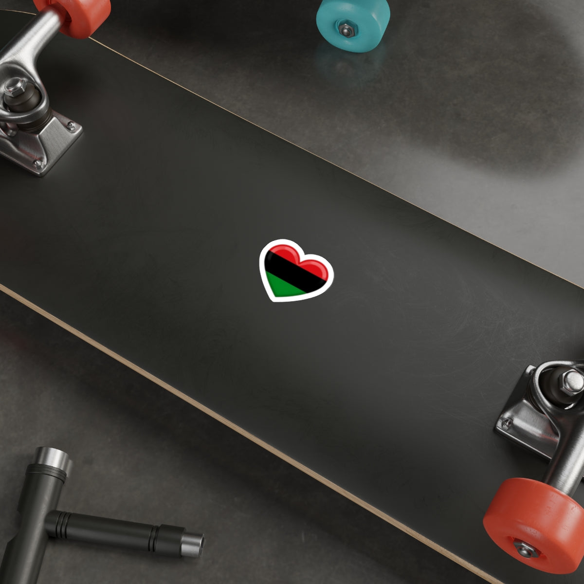 Die-Cut Stickers -  Heart design featuring Pan-African Flag Colors