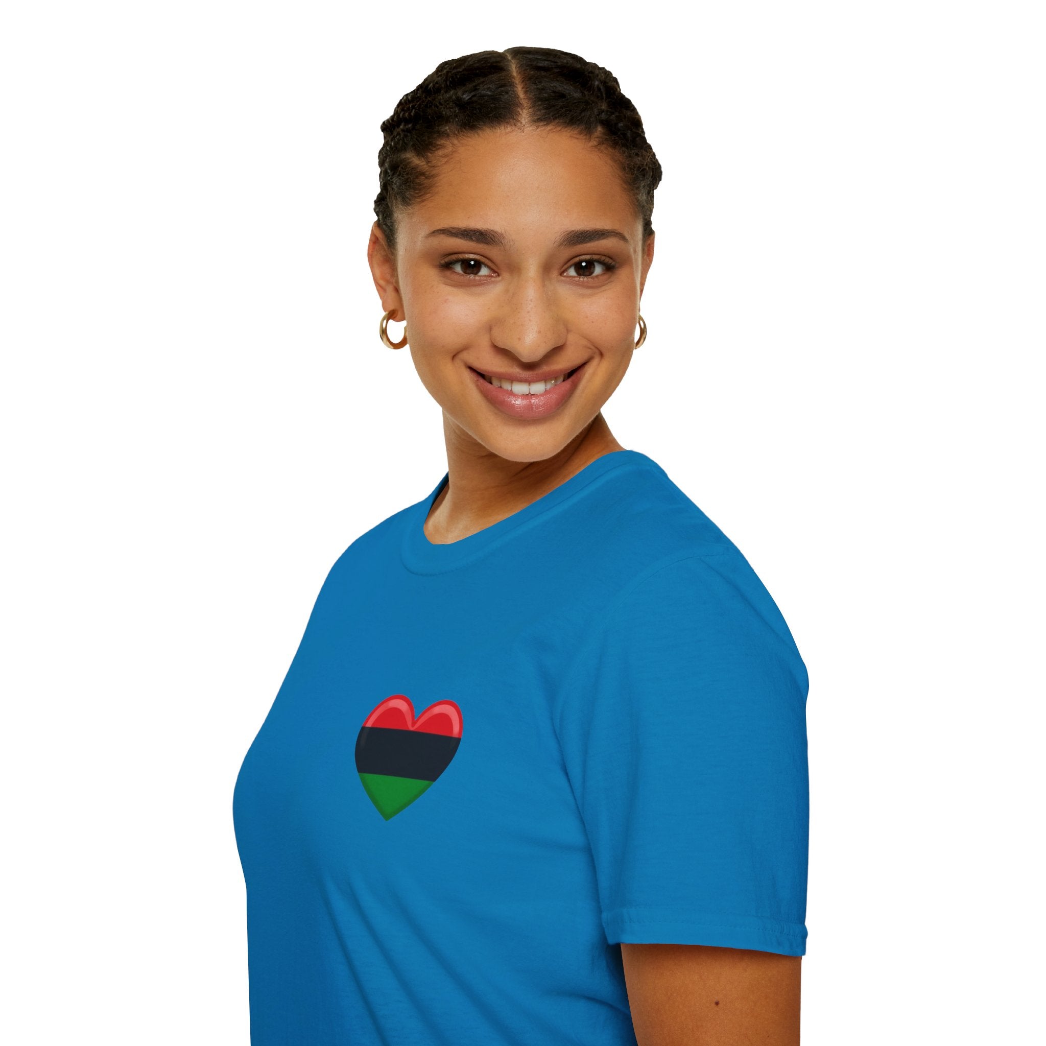 Unity and Heritage Unisex Softstyle T-Shirt with Pan-African Heart