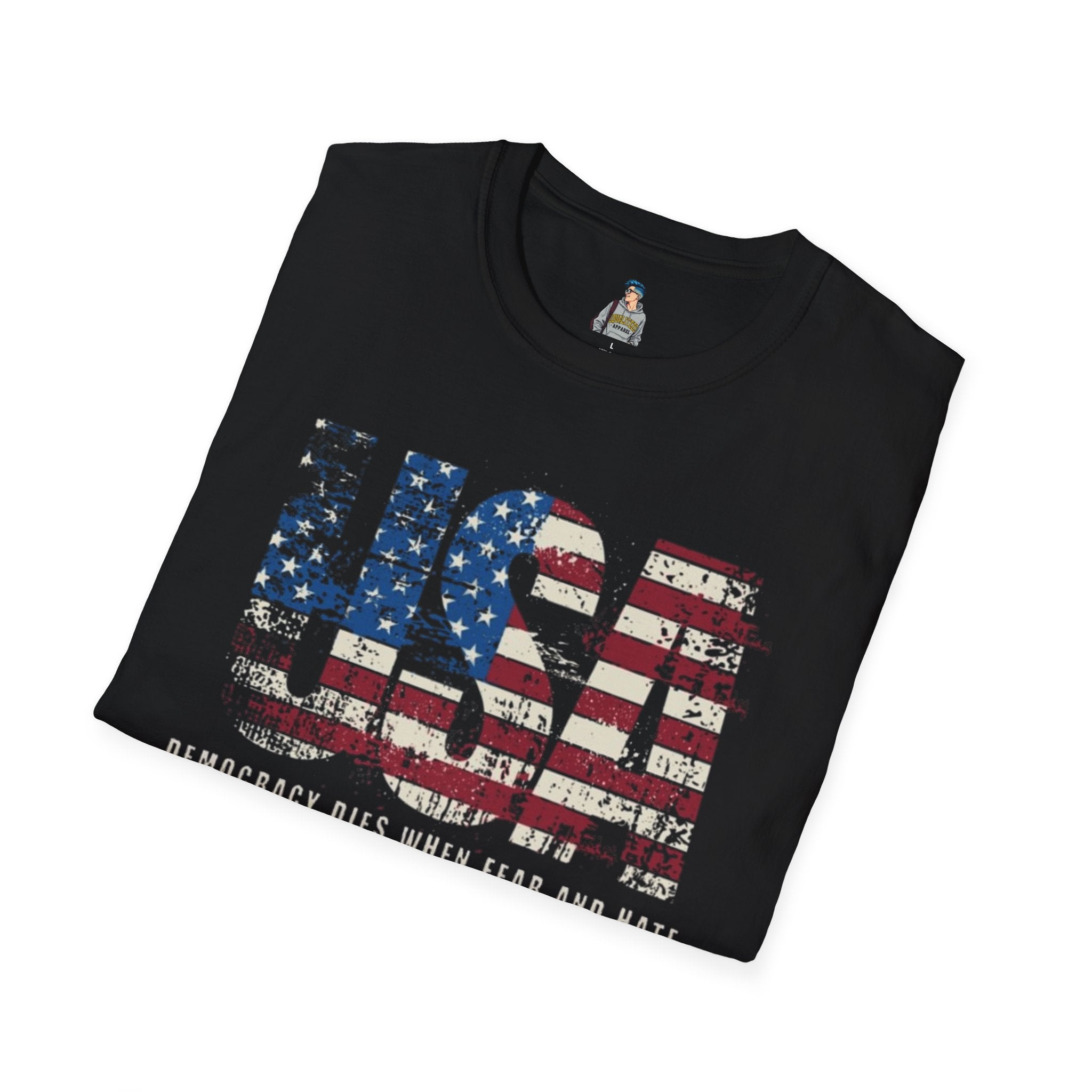 Patriotic Unisex Softstyle T-Shirt - "USA" & History Quote Design