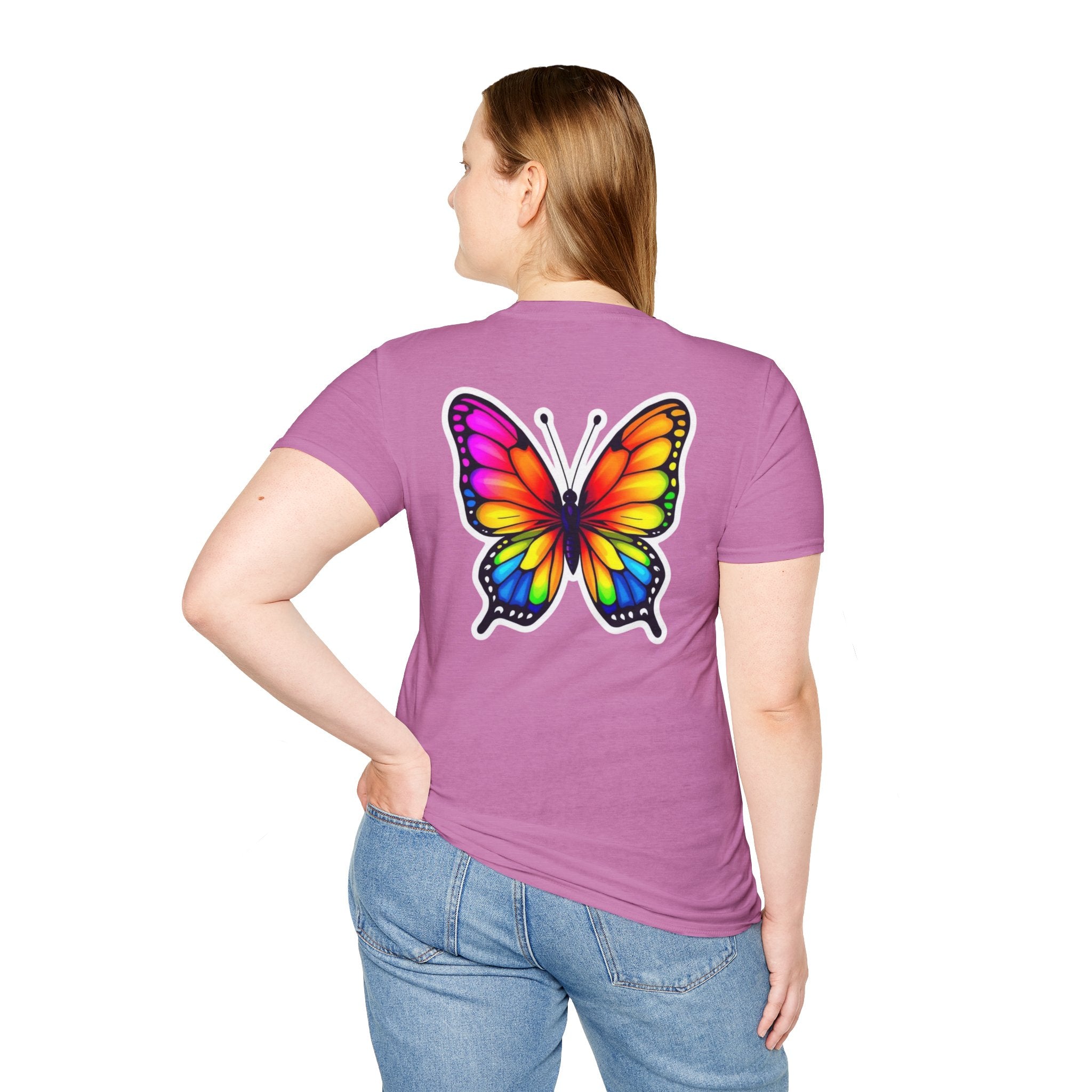 Rainbow Butterfly Cocoon Pride T-Shirt | Unisex Softstyle Tee