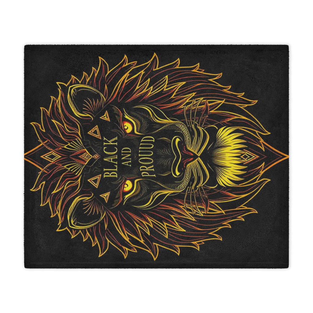 Black & Proud Lion Design Microfiber Blanket