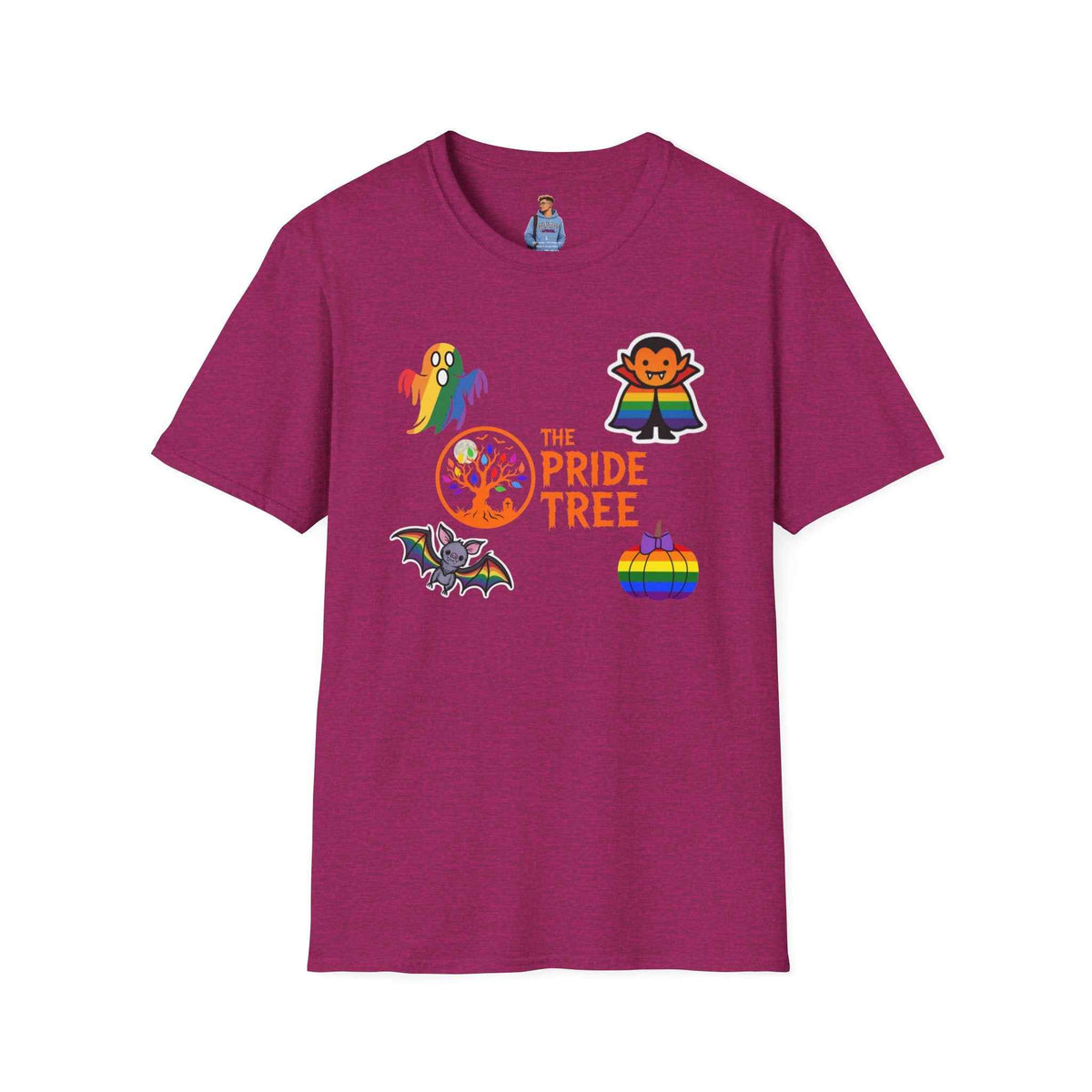 The Pride Tree Halloween T‑Shirt — Rainbow Ghosts, Pumpkins & Bat Graphic Tee