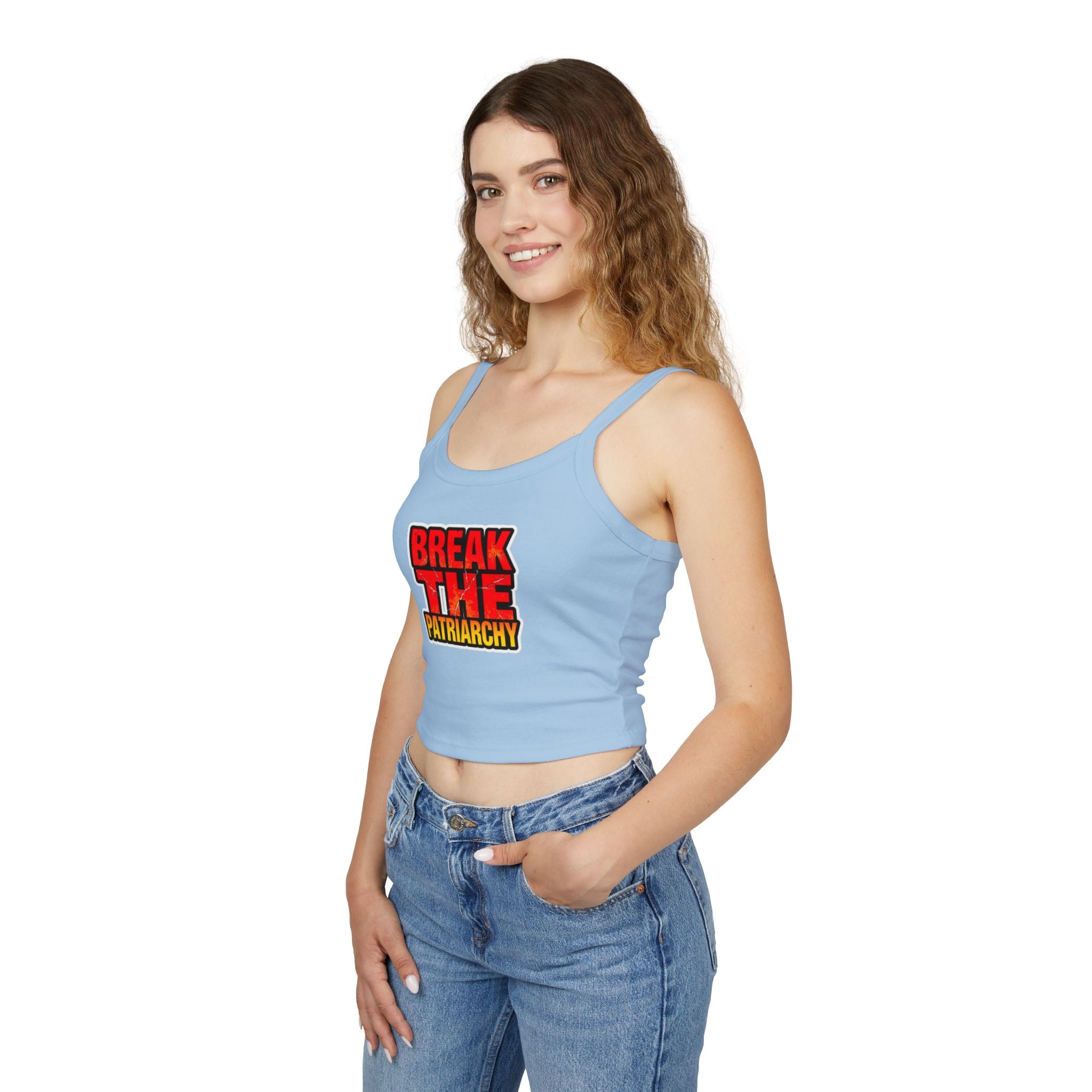 Women's Spaghetti Strap Tank Top - "Break the Patriarchy" Statement Tee