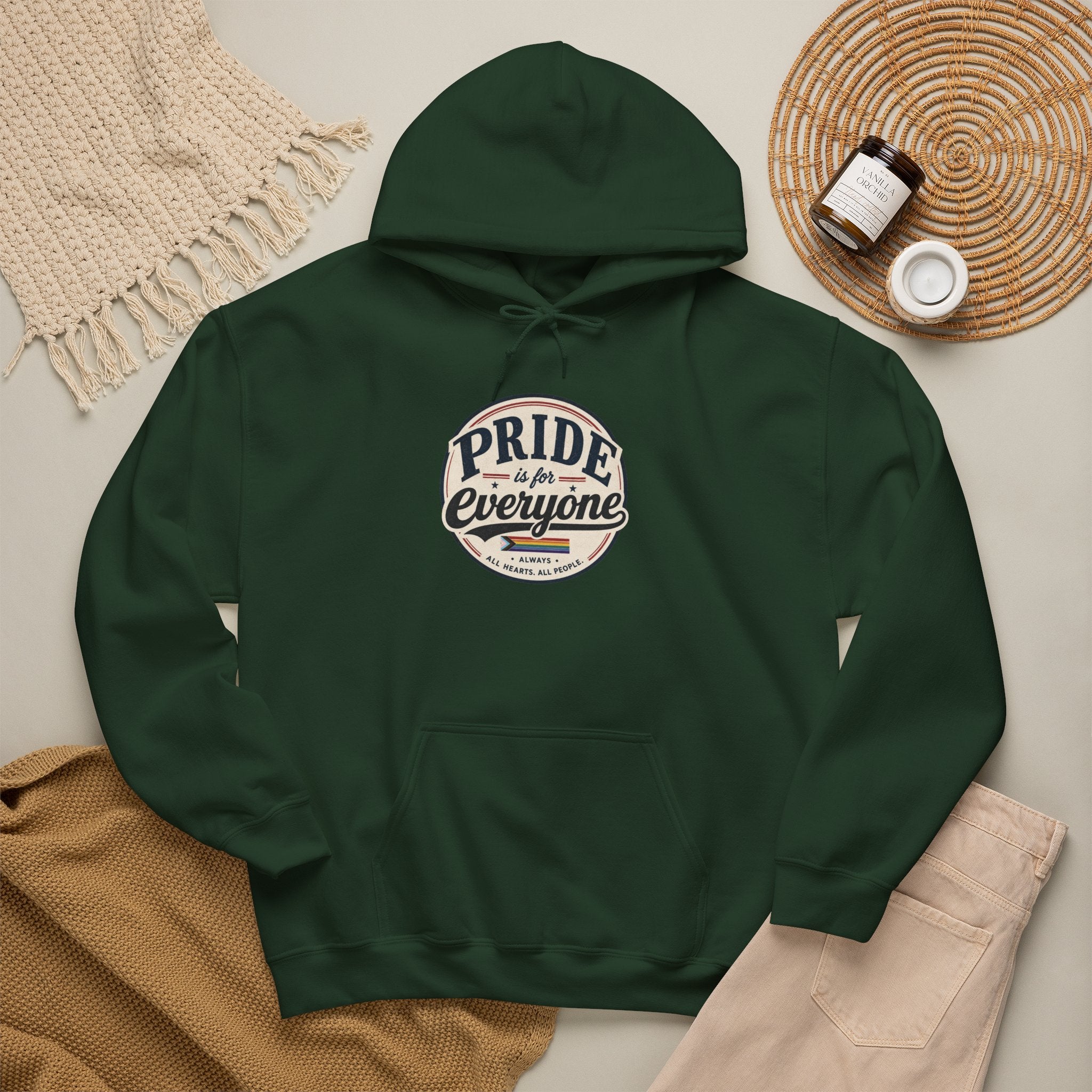 Pride Is For Everyone Pullover Hoodie — Vintage Graphic Inclusivity Sweatshirt