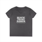 Empowering Ladies' V-Neck T-Shirt - Black Trans Power Design