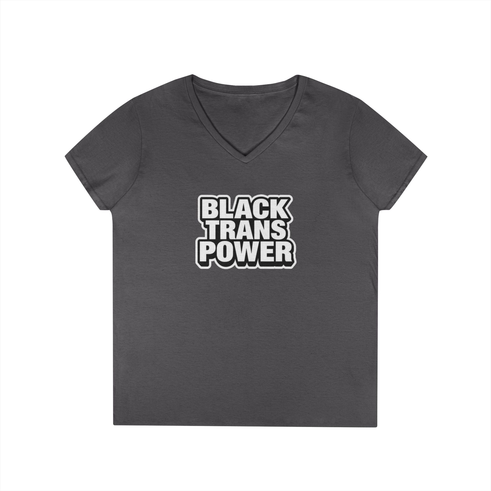 Empowering Ladies' V-Neck T-Shirt - Black Trans Power Design