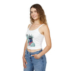 Patriotic Women's Spaghetti Strap Tank Top - Stand With Her Statue of Liberty Design