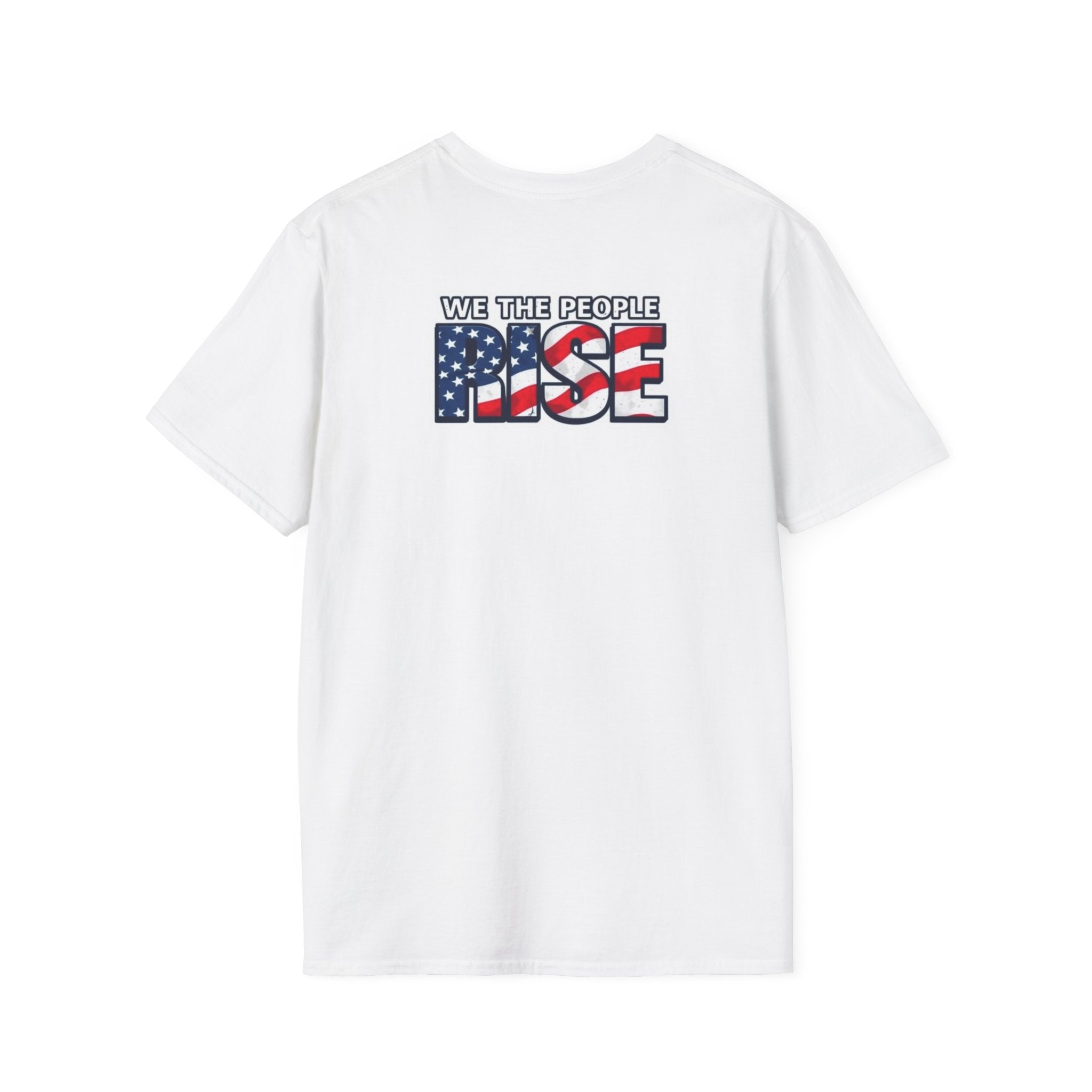 Patriotic Unisex Softstyle T-Shirt – Stand Against Fascism & We The People Rise Design