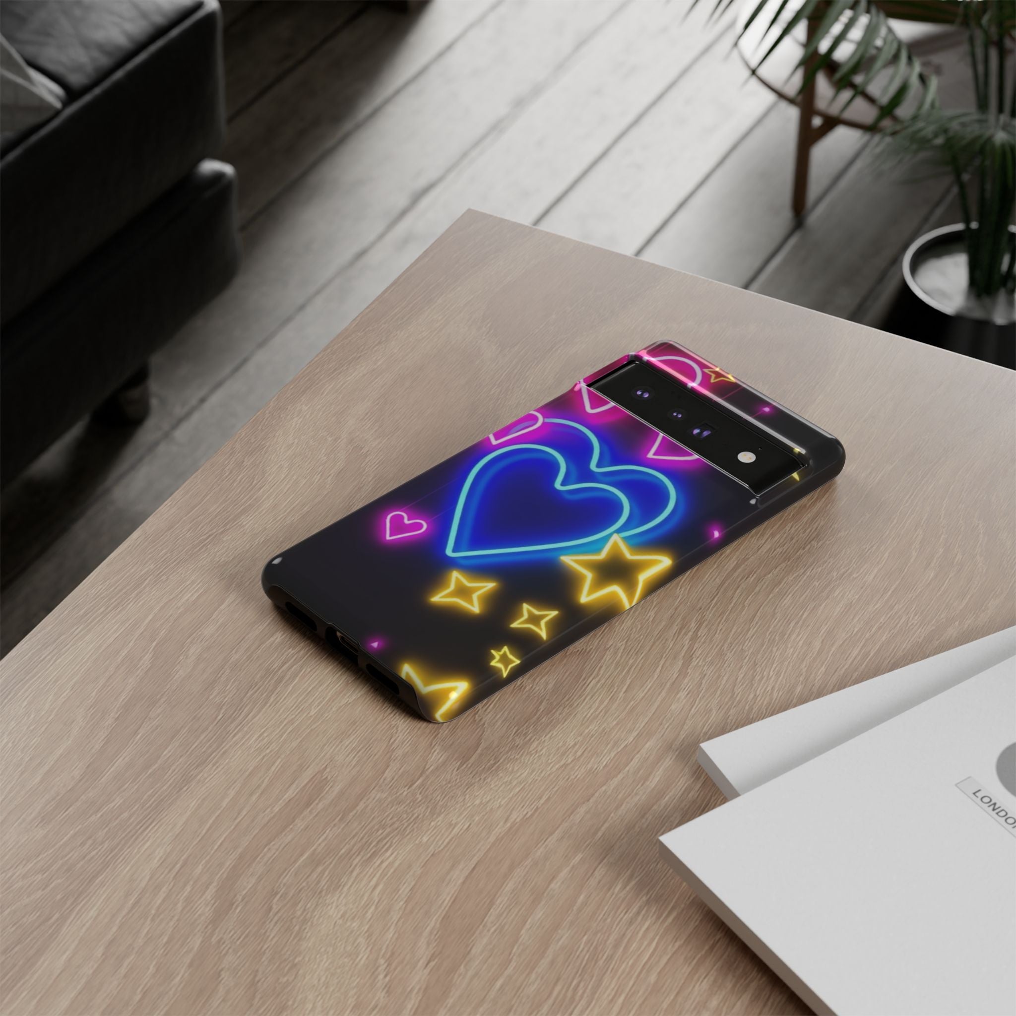 Android OR iPhone Compatible Cases - Neon Love Design - Unique Tough Cases