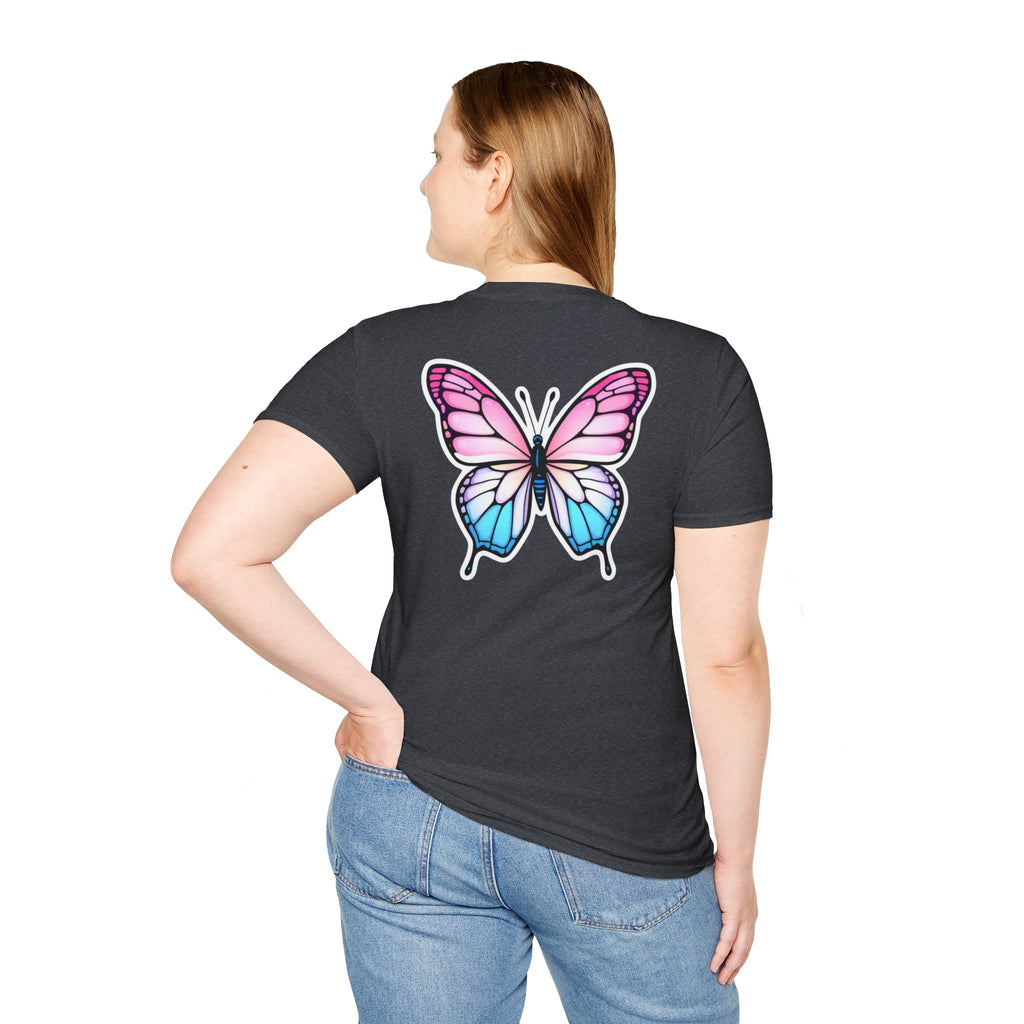Trans Caterpillar to Butterfly Transformation T-Shirt, Unisex Graphic T-Shirt