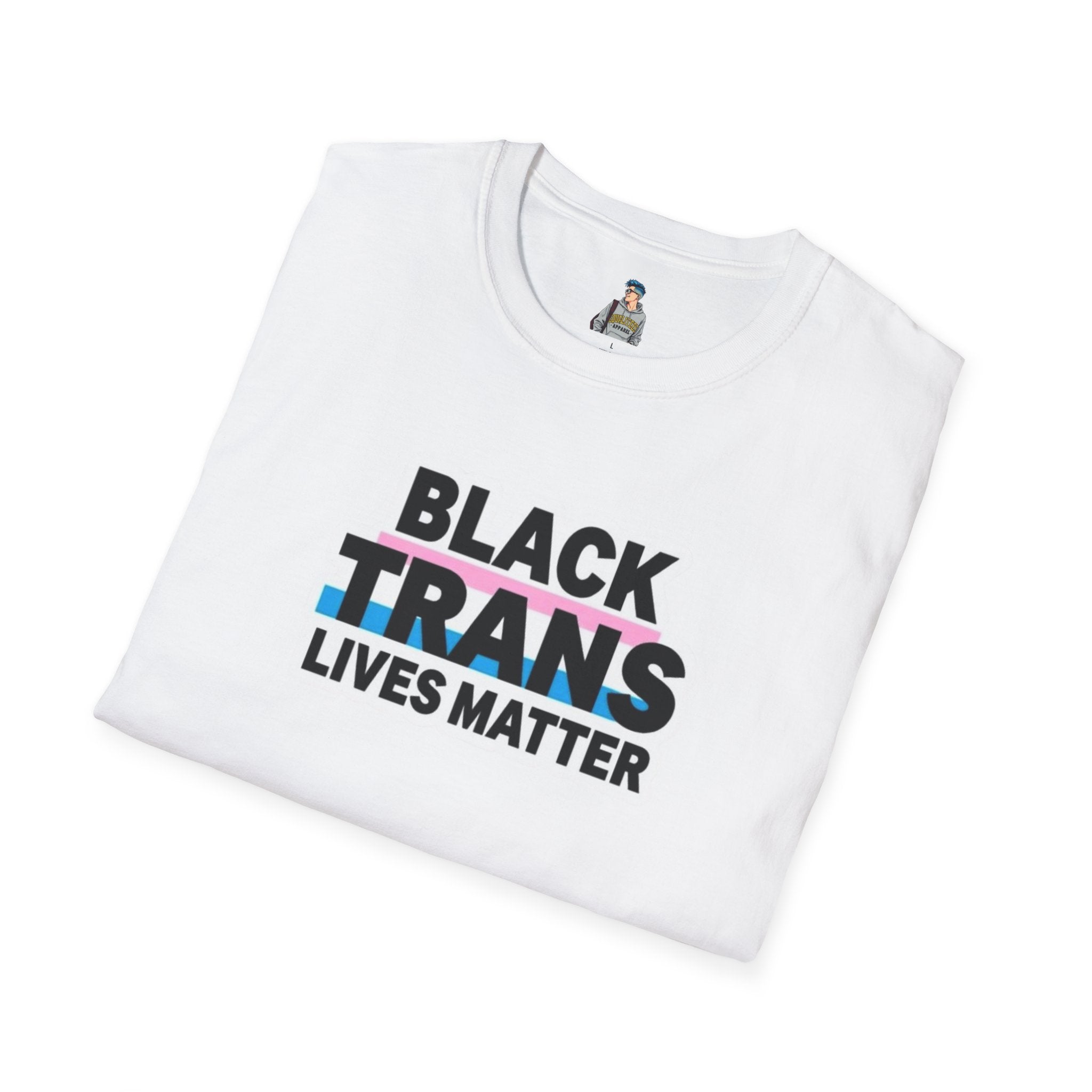 Unisex Softstyle T-Shirt - Black Trans Lives Matter Statement Tee