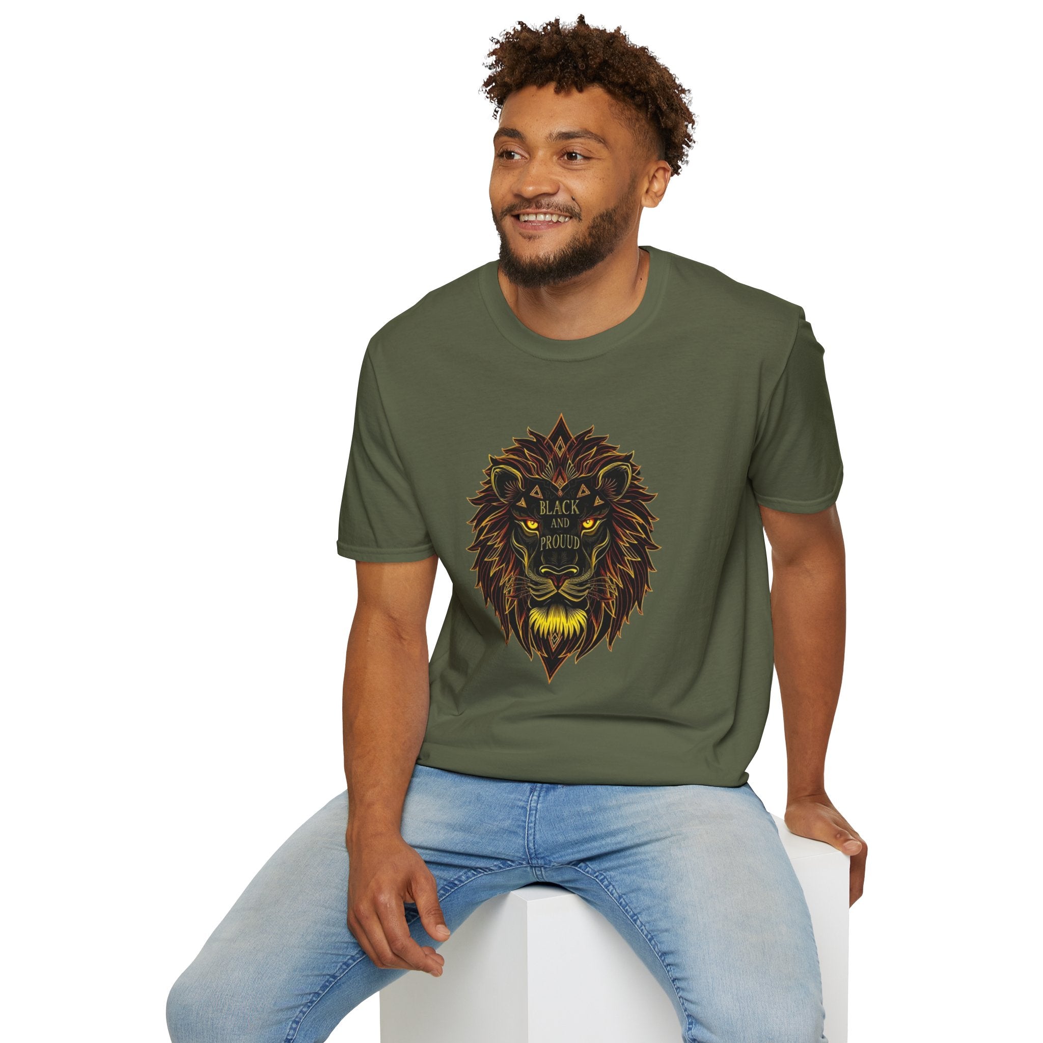 Black & Proud Lion Softstyle T-Shirt - Unisex Graphic Tee