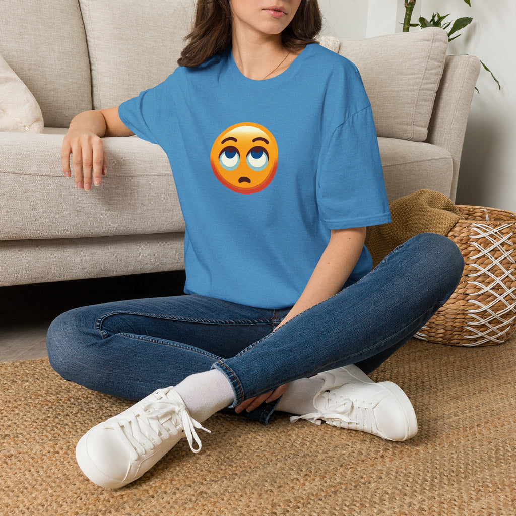 Unisex Softstyle T-Shirt with Eye Roll Emoji | Casual Graphic Tee for Everyday Humor