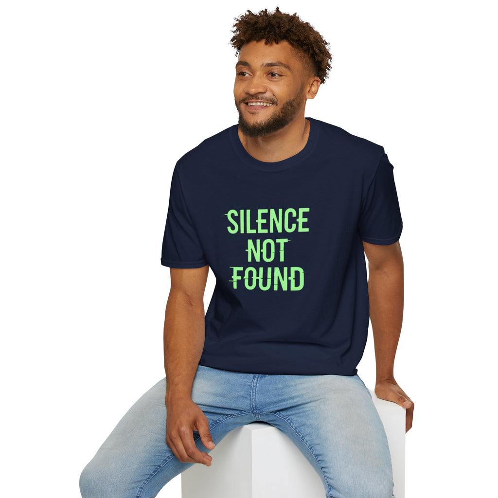 Silence Not Found T-Shirt — Bold Neon Text Tee