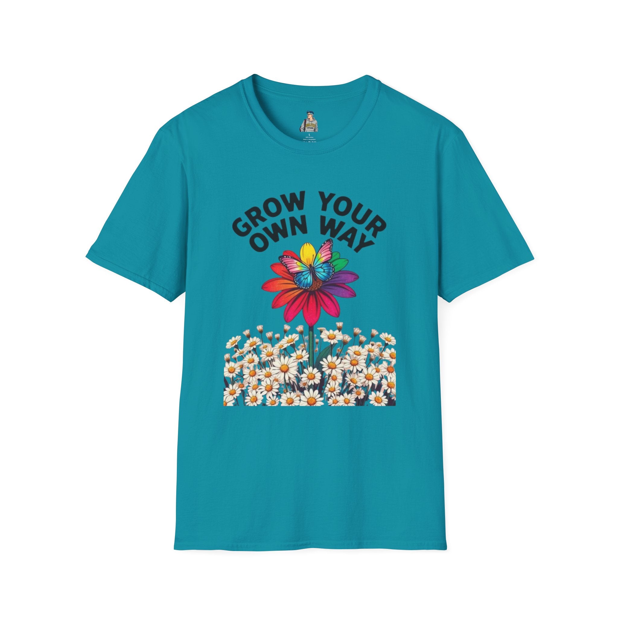 Unisex Softstyle T-Shirt - 'Grow Your Own Way' Floral Design for Queer Pride