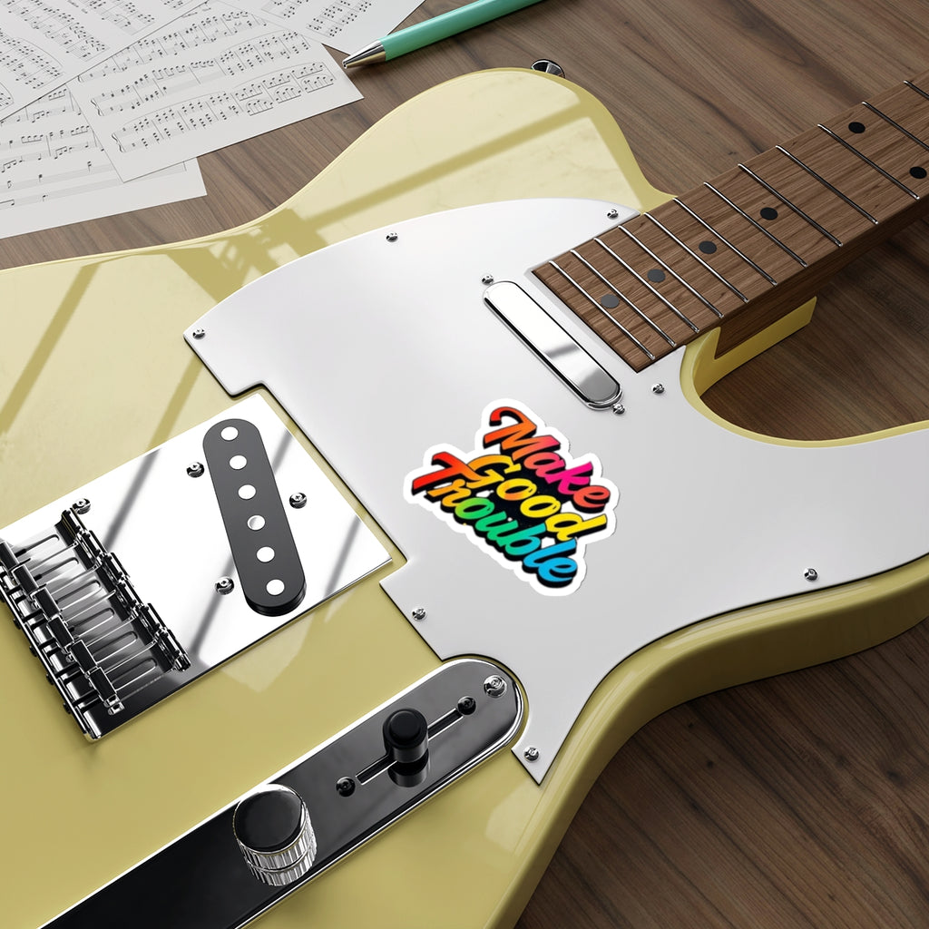 Die-Cut Stickers -  Make Good Trouble-Rainbow Text