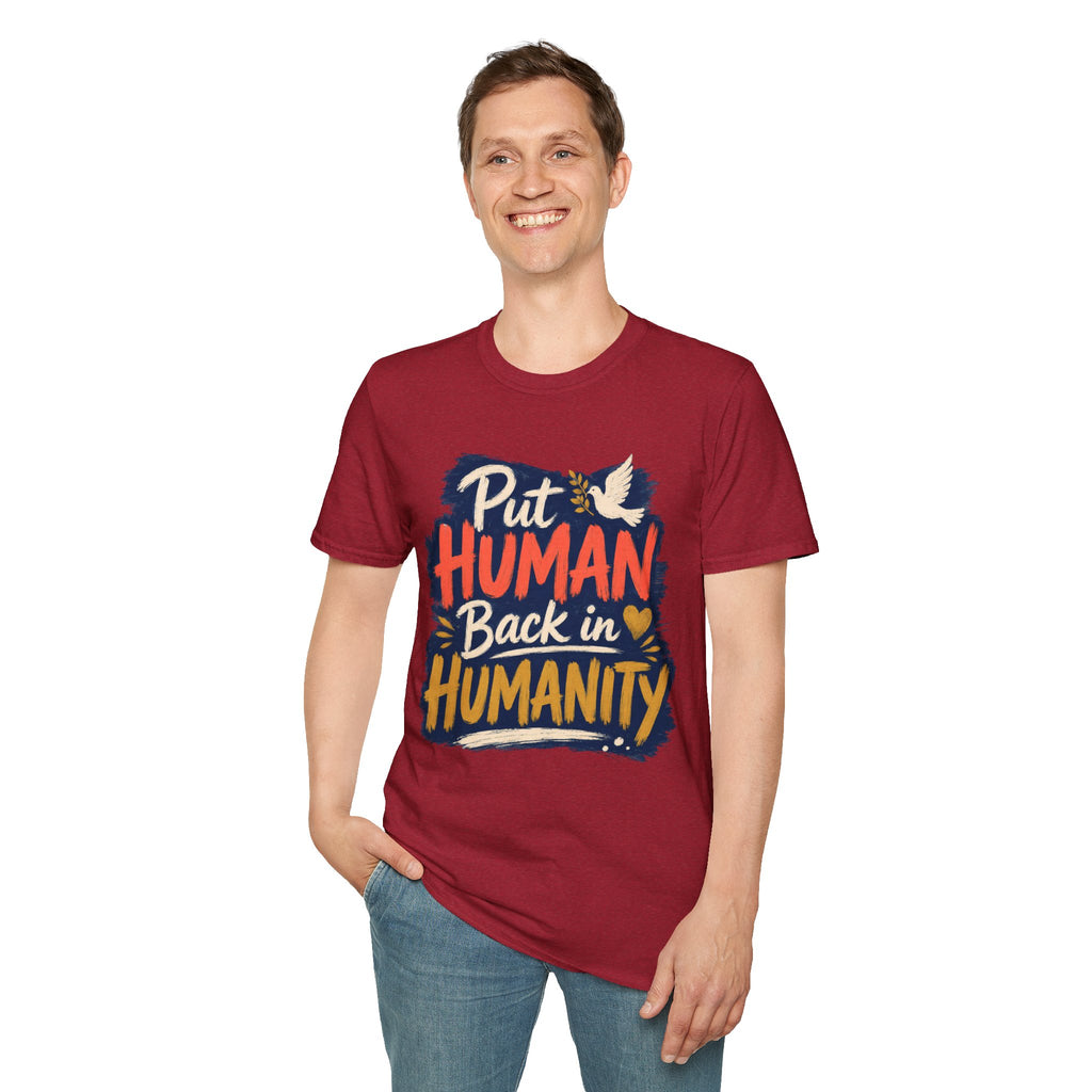 Put Human Back in Humanity T-Shirt — Inspirational Peace Dove Tee