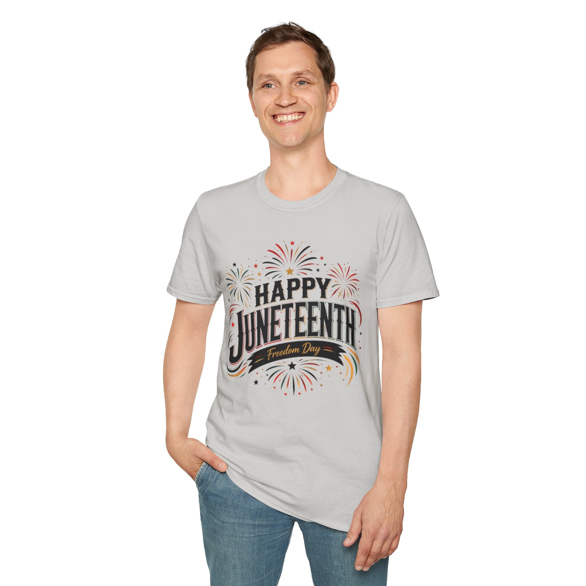 Juneteenth T-Shirt - "Happy Juneteenth" Fireworks Celebration Tee