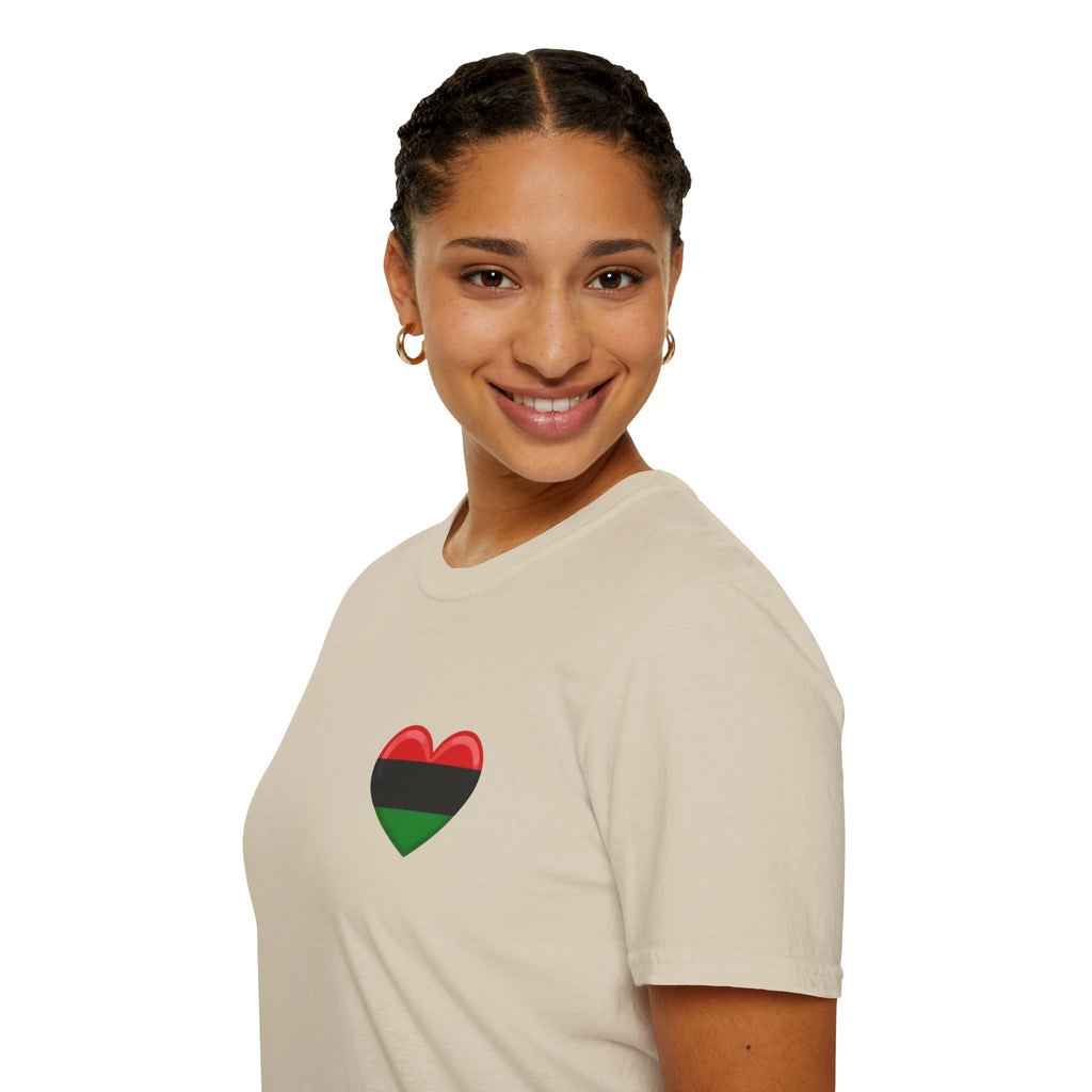 Unity and Heritage Unisex Softstyle T-Shirt with Pan-African Heart