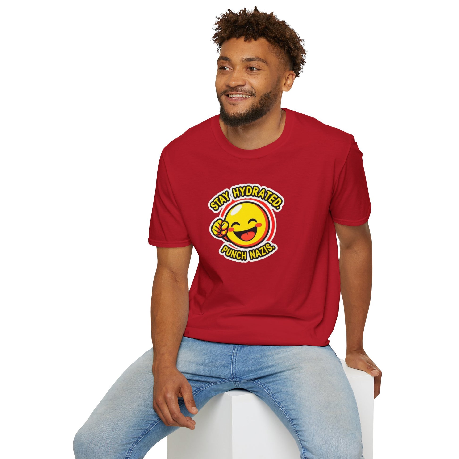 Stay Hydrated, Punch Nazis Funny Emoji T-Shirt