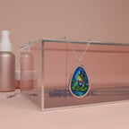 Oval Necklace — Stained Glass Frog Pendant Necklace